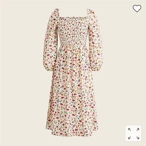 Smocked puff-sleeve dress in vintage floral